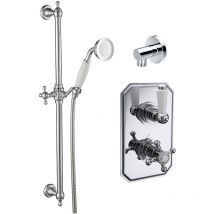 Gravity Bathrooms - Traditional Wall Concealed Thermostatic Shower Valve Set with Riser Kit - Chrome