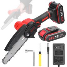 Geevorks - Tragbare elektrische Astsägen, 21 v, 15,2 cm, kleine Holzspalt-Kettensäge, Bürstenmotor, einhändiges Holzbearbeitungswerkzeug, 2 Akkus