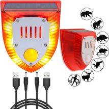 Gotrays - 100 dB Solar-LED-Sicherheitsalarmlicht mit Bewegungsmelder, Außengeräuschsirene, wasserdichtes blinkendes rotes Licht für Bauernhoflager (1