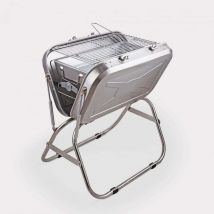 Tuzza Beech Grill – Tragbarer Holzkohlegrill – 43cm x 58,5cm x 66cm – Rostfreier Stahl – Gusseiserne Grillplatte