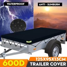 Mohoo - Trailer Cover Waterproof Windproof Dust Protector With Rubber Belt 125x95x13cm Black