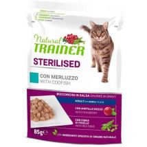 Natural per Gatto Sterilised con Bocconcini in Salsa in Busta da 85 gr Merluzzo - Trainer