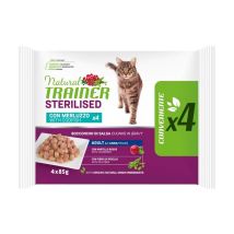 Gatto Sterilised Bocconcini Merluzzo 4x85gr Natural Trainer