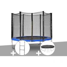 Jardideco - Kit trampoline Atlas ø 2,44 m Bleu + Echelle + Bâche de protection