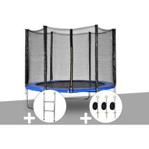 Jardideco - Kit trampoline Atlas ø 2,44 m Bleu + Echelle + Kit d'ancrage