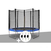 Jardideco - Kit trampoline Atlas ø 2,44 m Bleu + Kit d'ancrage
