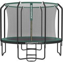 Trampoline tüv Rheinland gs Certifica, Trampoline de Jardin Rond, avec Filet de sécurité intérieur - Diamètre 366cm, Noir et Vert, STR123C01