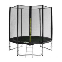 Trampoline de jardin avec echelle et renforts noir MyJump 1,85 m