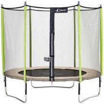 Kangui - Trampoline de jardin 305 cm + filet de sécurité jumpi Taupe/Vert 300. Trampoline certifié par le critt sport & loisirs