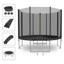 Jump4fun - Trampoline de Jardin Deluxe ø305cm Noir - avec Filet de sécurité, Tapis de saut, Coussin de protection, Echelle