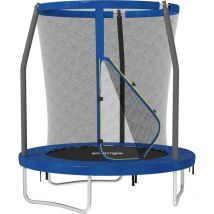 Sportnow - Trampoline de jardin enfant Ø183 cm - couvre-ressort, filet de sécurité porte zippée verrouillable inclus - acier bleu