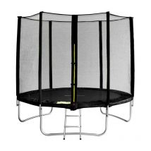 Trampoline de jardin noir avec echelle MyJump 2,45 m