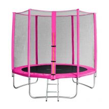 Trampoline de jardin rose avec echelle MyJump 2,45 m