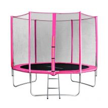 Trampoline de jardin rose avec echelle MyJump 3,05 m