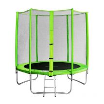 Trampoline de jardin vert avec echelle MyJump 1,85 m