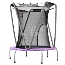 Trampoline rond en acier galvanisé pour enfants, capacité de poids : 50 kg, taille (hl) : 157x147 cm, violet/gris