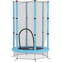 Aiyaplay - Trampoline enfant Ø140 cm - filet sécurité, porte zippée, 6 poteaux rembourrés - bleu ciel