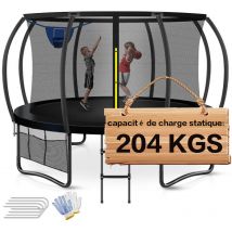 Trampoline Extérieur ø 427 cm, Capacité de Charge 200kg, Trampoline de Jardin Robuste pour Enfants et Adultes, , avec Filet de Sécurité, Couverture