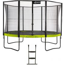 Trampoline de jardin rond 430 cm + filet de sécurité + échelle punchi Vert 430 - Kangui