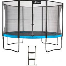 Trampoline de jardin rond 430 cm + filet de sécurité + échelle punchi Bleu 430 - Kangui