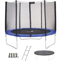 Kangui - Trampoline rond Bleu Ø250cm avec filet, échelle ,bâche et kit ancrage