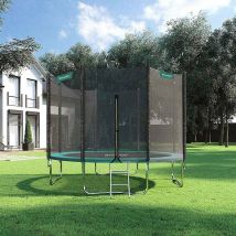 Songmics - Trampoline 10 ft Complete set With Safety Enclosure Net Ladder Trampolin pad Bounce Mat ø 305 cm, Black and Green STR10GN - Black and Green
