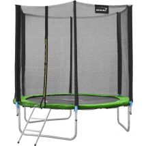 Hauki - Trampolino da esterno Ø183 cm, verde, testato gs, trampolino rotondo da giardino per bambini fino a 100 kg, set completo con rete di