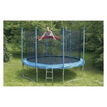 Trampolino Elastico Da Giardino 305 Cm Inclusa Rete Di Sicurezza E Scaletta - Blu - Modello 2018 Con Scaletta