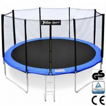 366 Cm Blu - Trampolino Elastico Tappeto Da Giardino Certificato Ce Tuv Gs