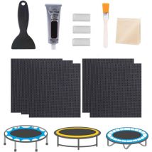 Trampolinreparatur 10 cm – Reparieren Sie einen Riss oder ein Loch in der Trampolinmatte – quadratische Klebeflicken mit Schaber, Handschuhen, 10 x