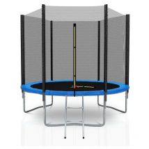 Trampolín Exterior Deluxe 8Ft / ø244cm kaia sport - Con escalera, red de seguridad, estera para saltar - Rojo