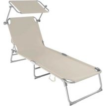 Transat acier beige pour un confort et une détente ultimes près de la piscine ou dans le jardin
