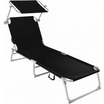 Helloshop26 - Transat bain de soleil meuble jardin acier noir