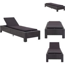 Transat avec coussin Noir Résine tressée - Chaise Longue - Transat - Mobilier De Jardin - Salon De Jardin - Relax