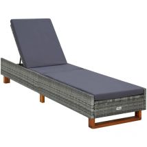Transat avec coussin Résine tressée Gris CFW50823