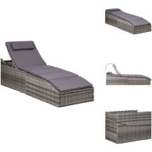 Transat avec coussin Résine tressée Gris - Chaise Longue - Transat - Mobilier De Jardin - Salon De Jardin - Relax
