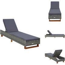 Transat avec coussin Résine tressée Gris - Chaise Longue - Transat - Mobilier De Jardin - Salon De Jardin - Relax
