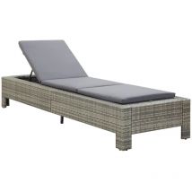 Helloshop26 - Transat bain de soleil avec coussin gris résine tressée