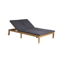 Beau Rivage - Transat Bain de soleil double 2 personnes - Coloris : gris clair - En bois d'acacia fsc - bergame