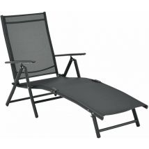 Helloshop26 - Transat bain de soleil inclinable 160° bain de soleil avec accoudoirs 150 x 65 x 86 cm noir