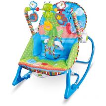 Transat Balancelle pour Bébé,Harnais de Sécurité 3 Points,Cadre Métallique avec Pieds Antidérapants,À partir de la Naissance - Grenouille Bleu