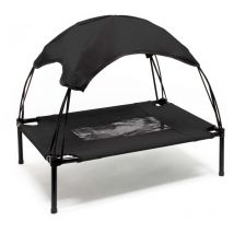 Transat Chien Noir 76x60x16cm 25kg max Lit Relaxant surélevé Animal domestique protection soleil m