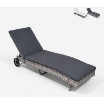 Beach And Garden Design - Transat de jardin inclinable en rotin avec roues Hooma - Gris
