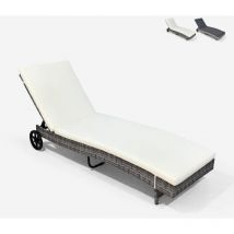Beach And Garden Design - Transat de jardin inclinable en rotin avec roues Hooma - Blanc