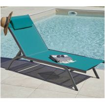 Ozalide - malta - Transat de jardin - Aluminium - Bleu Canard