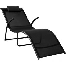 Transat de Jardin Pliable Chaise Longue Bain de Soleil - Noir OGS45-SCH Sobuy