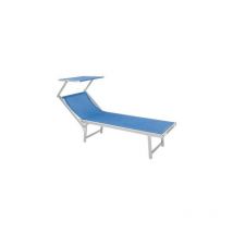 Lifeingarden - Transat de plage Mattinata 188x67x38 cm avec parasol en aluminium et textile'ne bleu pour piscine exte'rieure