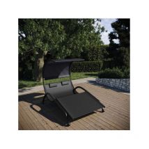 Essenciel Green - Transat Double Fixe Vega En Acier Et Taxaline Noir