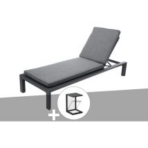 Hesperide - Transat en aluminium Évasion Anthracite/Graphite avec table d'appoint - Hespéride