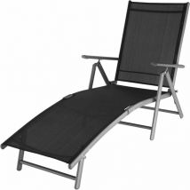 Helloshop26 - Transat bain de soleil meuble jardin gris foncé